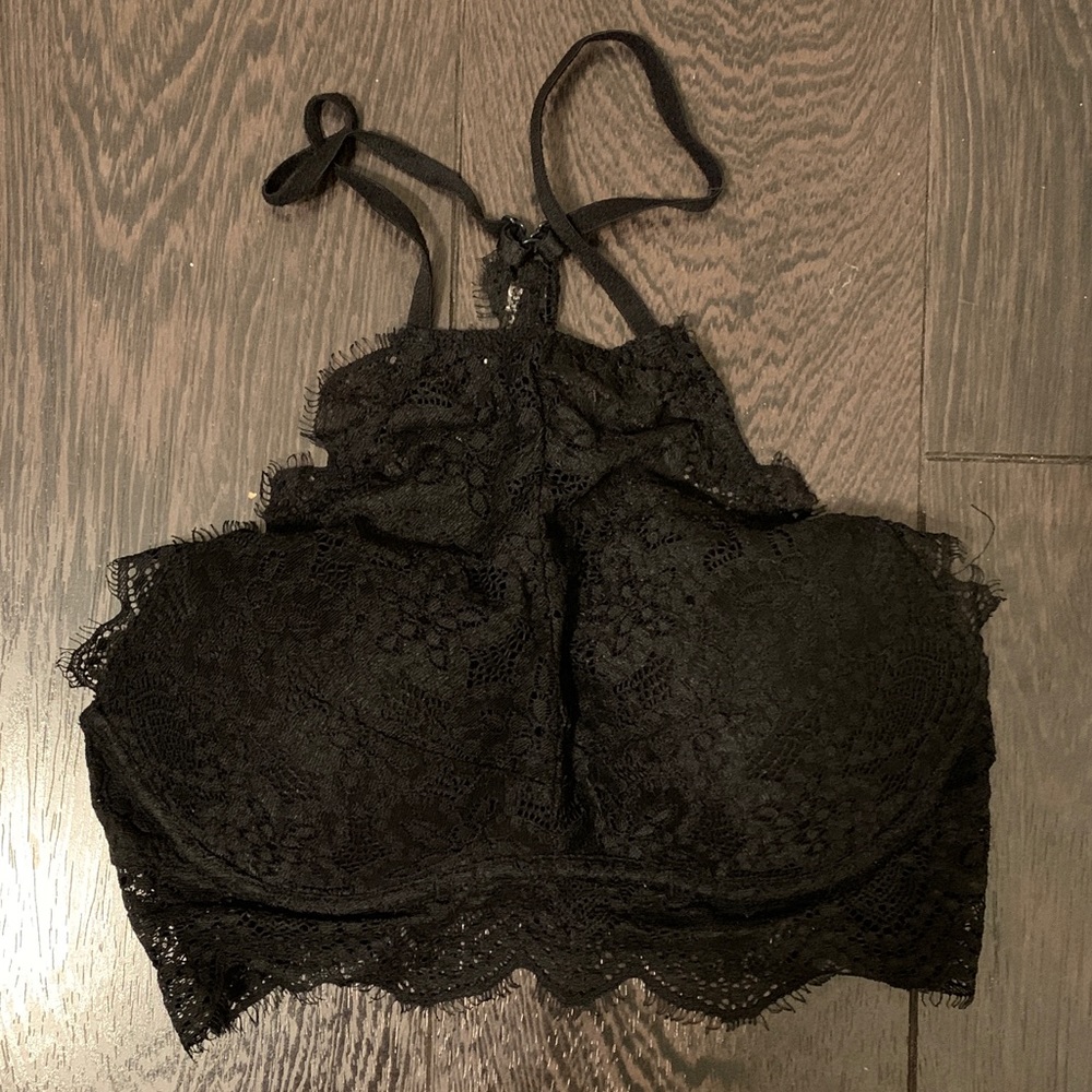 Pink High Neck Lace Bralette